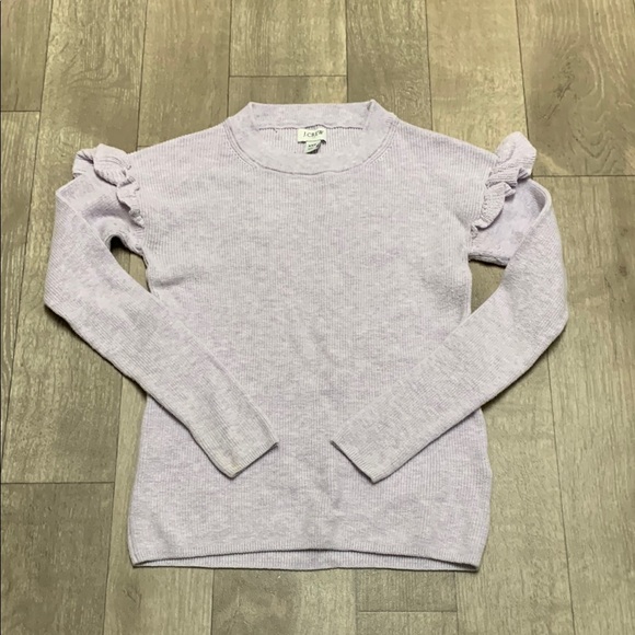 J. Crew Sweaters - Womens J. Crew Lavender Ruffle Long Sleeve Pullover Ribbed Sweater‎